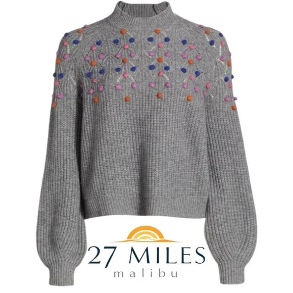 27 MILES MALIBU wool cashmere
Deana Popcorn Sweater Gray Multi Size XS - Picture 11 of 11